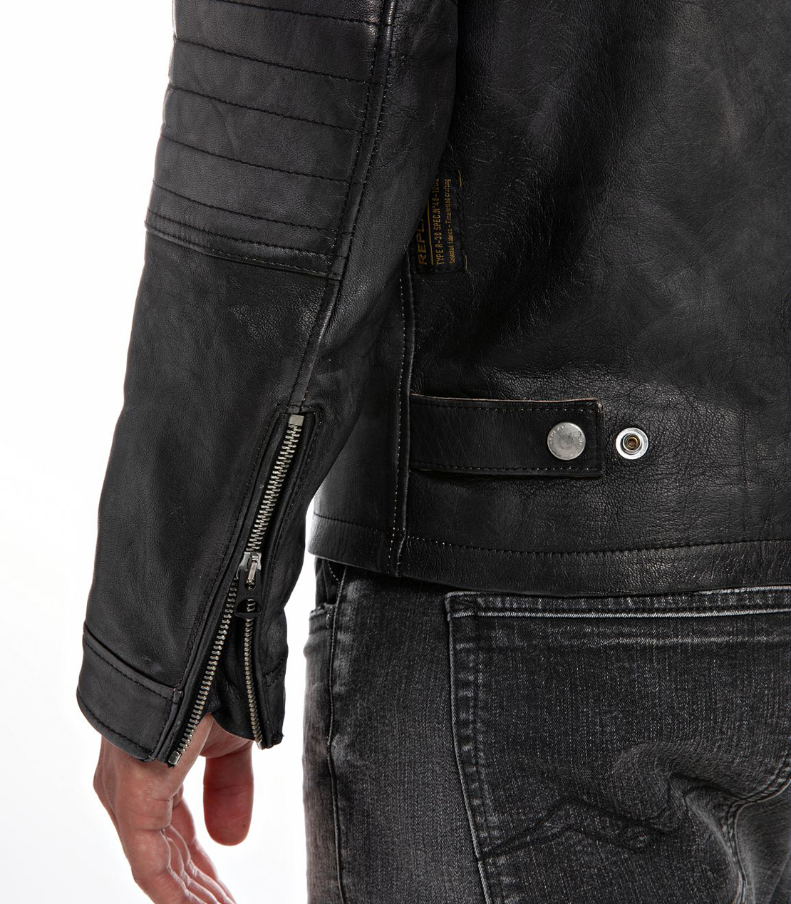 シープレザースプレーペイントジャケット 詳細画像 ブラックブラウン 5